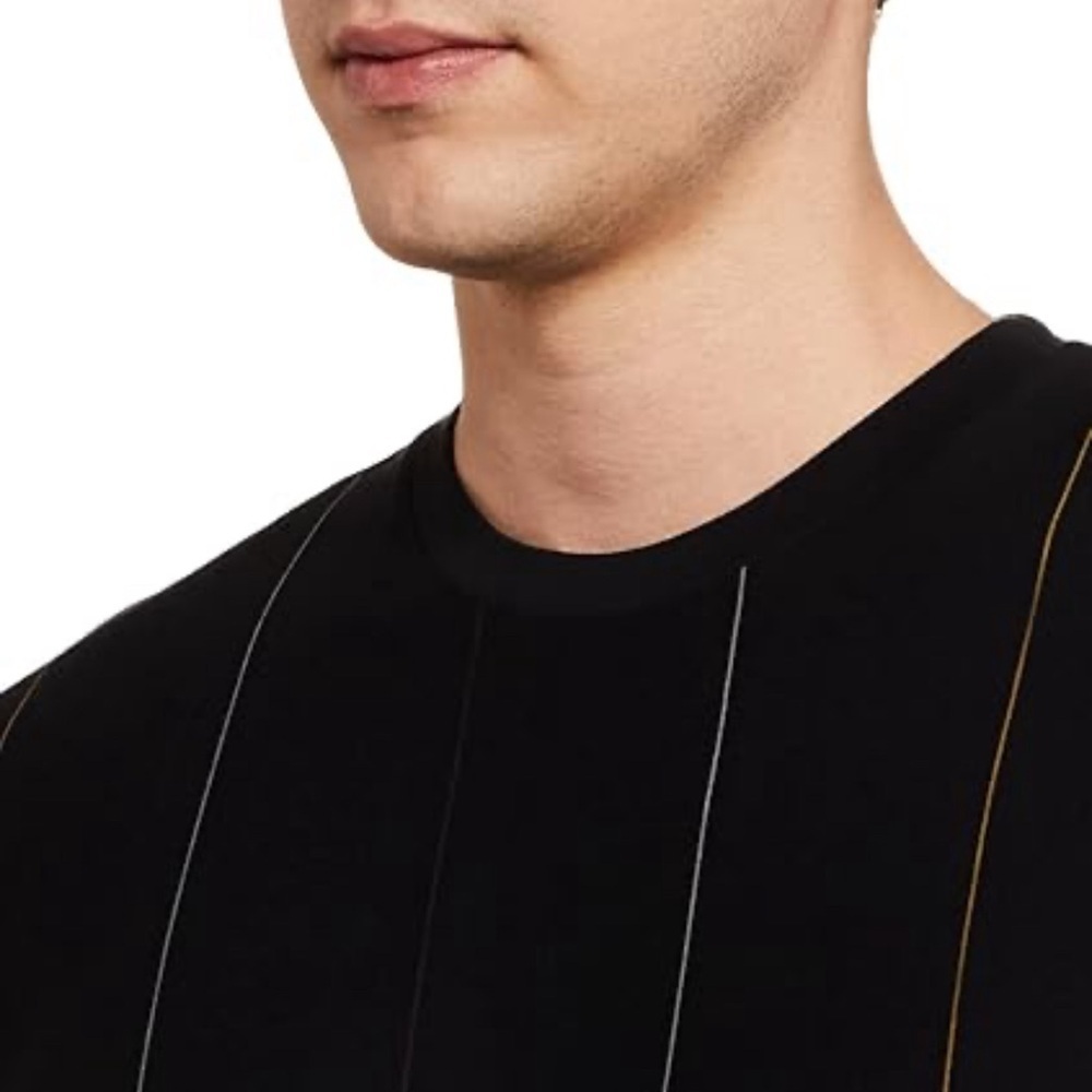 Zara Men's Black Crewneck Sweater with White Accents